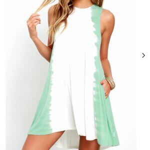 RVCA Sucker Punched Sage Green Tie-Dye Swing Dress Size Medium